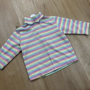 Vintage Baby Togs Girls 12 Months Rainbow Striped Long Sleeve Shirt Turtleneck